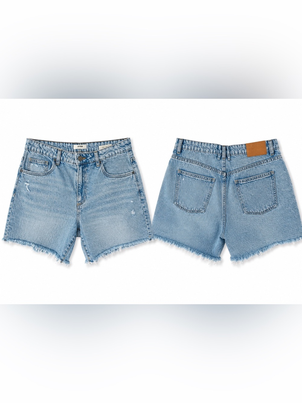 Cotton On Relaxed Denim Shorts Light Wash Frayed Hem Size 30